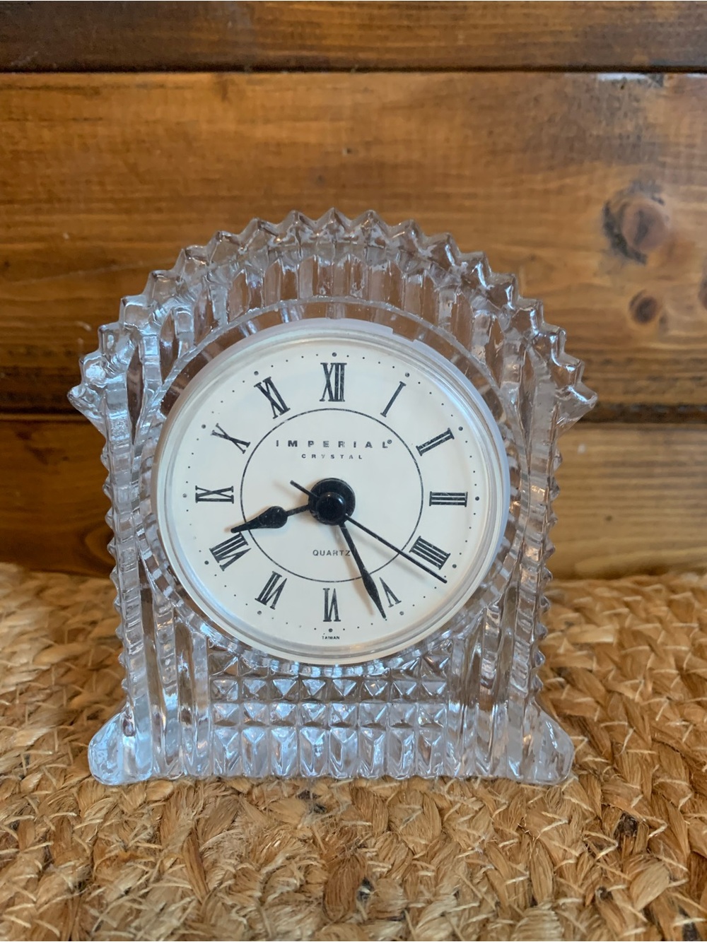 Imperial Crystal Clear Glass Mantel Clock